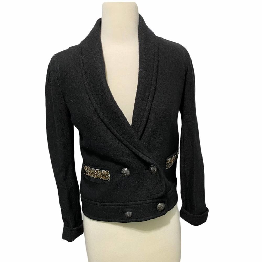 Loft Wool Blazer Double Breasted Gemstones Black 2 - Picture 3 of 15